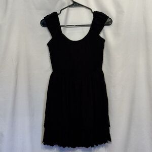 AE American Eagle Women’s Smocked Puff Sleeve Ruffle Mini Dress Black Size Small